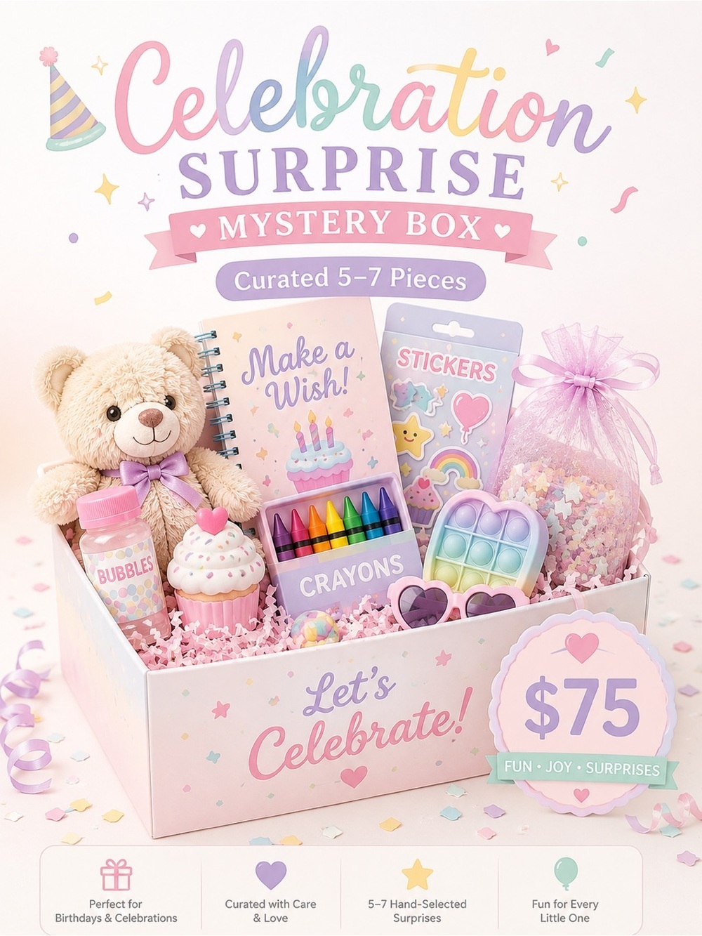 🎁 Celebration Surprise Mystery Box 🎉 Fun Bundle 5–7 Pc Kids Birthday Gift